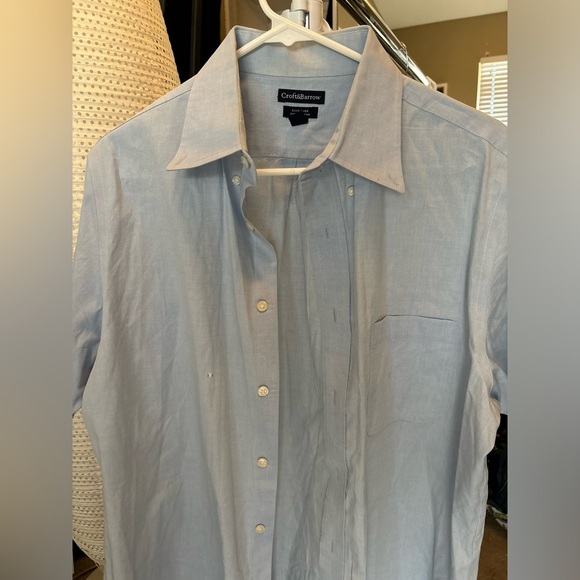 croft & barrow Other - croft barrow Easy Care 100% Cotton Baby Blue Dress Shirt Short Sleeve Sz M 15-16